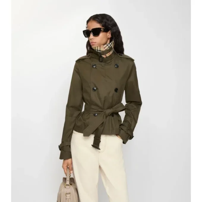 Giacca trench corta in Tropical Gabardine