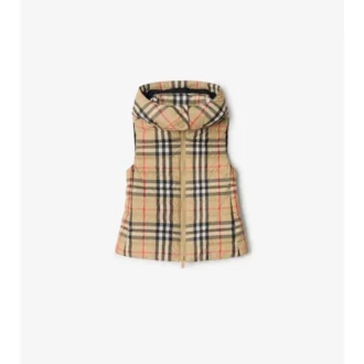 Gilet imbottito con cappuccio a quadri