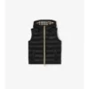 Gilet imbottito con cappuccio in nylon con nastro a quadri
