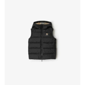 Gilet imbottito in nylon con cappuccio
