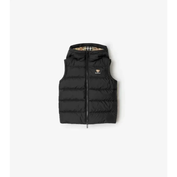 Gilet imbottito in nylon con cappuccio
