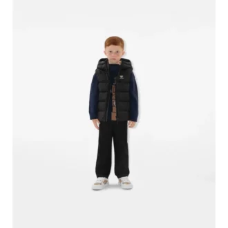 Gilet imbottito in nylon con cappuccio