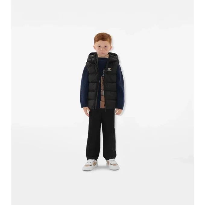 Gilet imbottito in nylon con cappuccio