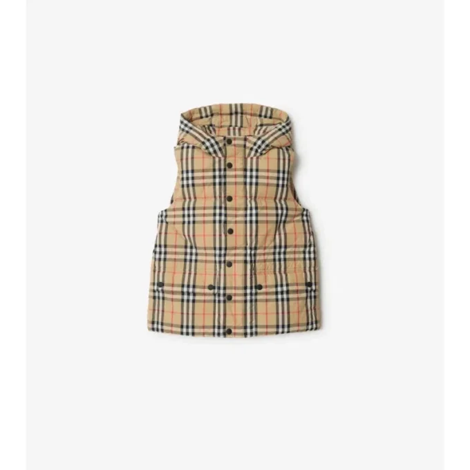 Gilet imbottito in nylon con motivo a quadri