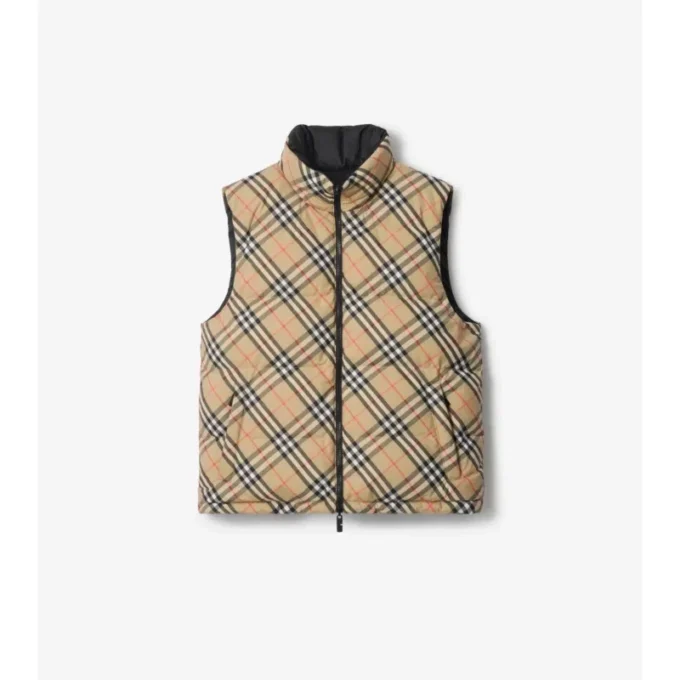 Gilet imbottito reversibile con motivo a quadri