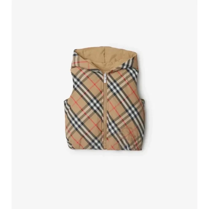 Gilet imbottito reversibile in nylon a quadri