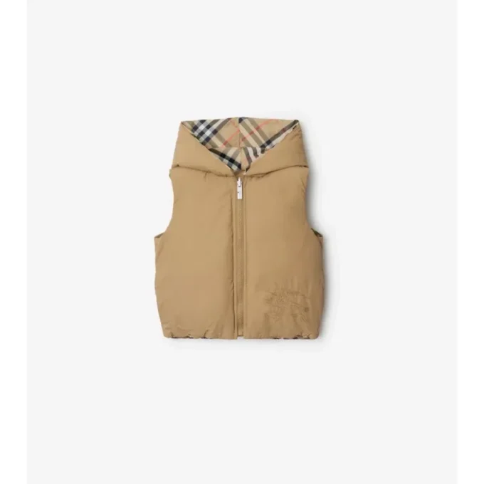 Gilet imbottito reversibile in nylon a quadri