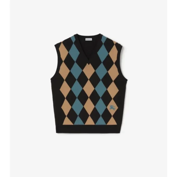 Gilet in maglia di lana con motivo Argyle