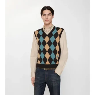 Gilet in maglia di lana con motivo Argyle