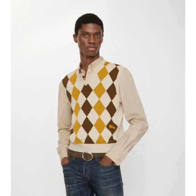 Gilet in maglia di lana con motivo Argyle