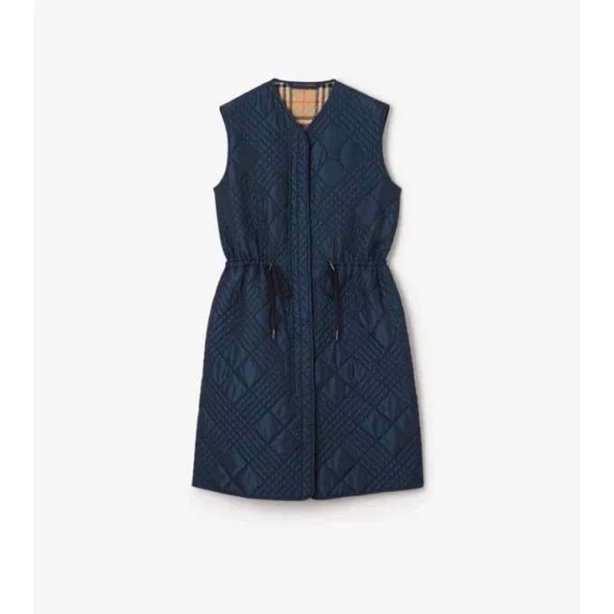 Gilet in misto nylon con micro-punti a quadretti