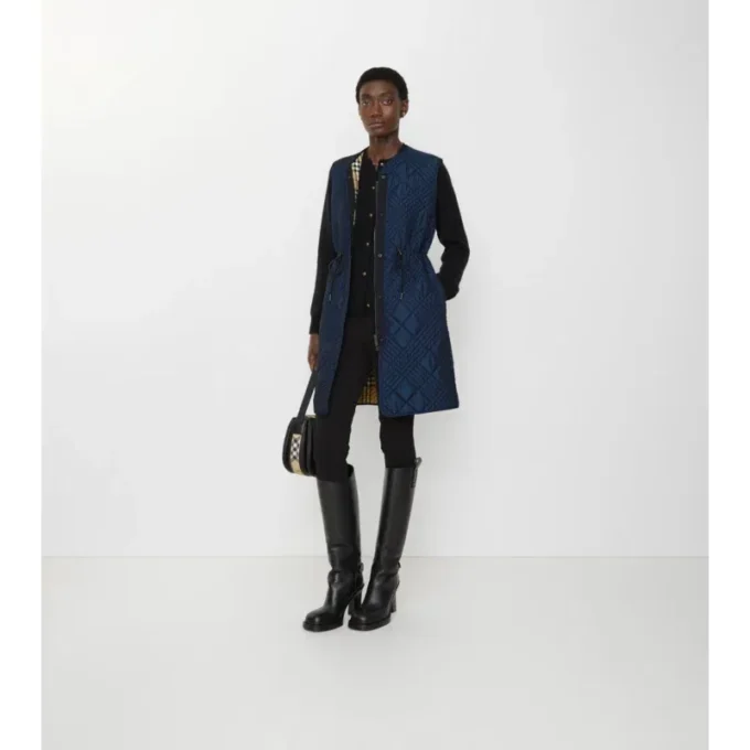 Gilet in misto nylon con micro-punti a quadretti