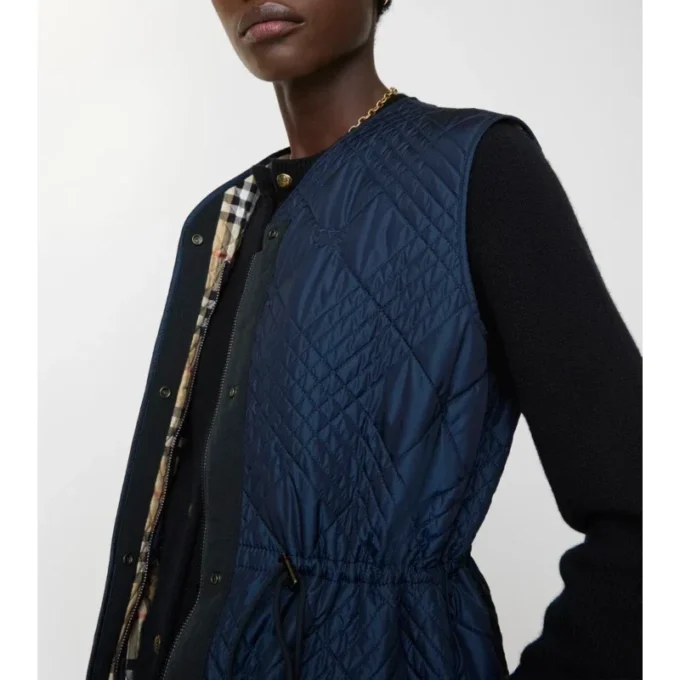 Gilet in misto nylon con micro-punti a quadretti