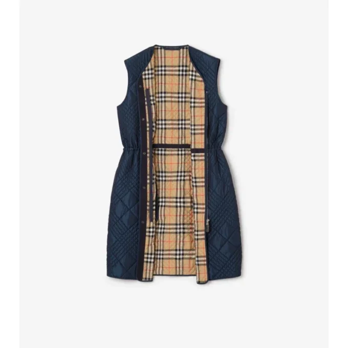 Gilet in misto nylon con micro-punti a quadretti