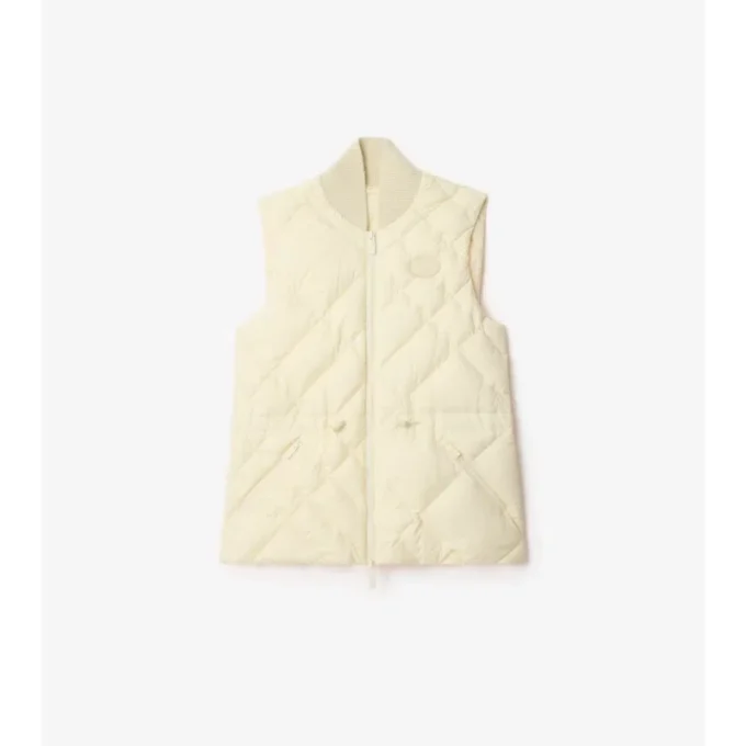 Gilet in nylon con cuciture a quadri