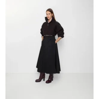 Gonna midi trench in Gabardine