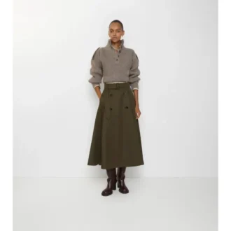 Gonna midi trench in Gabardine