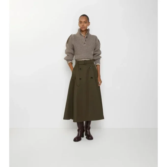Gonna midi trench in Gabardine