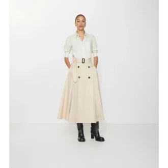 Gonna midi trench in Gabardine