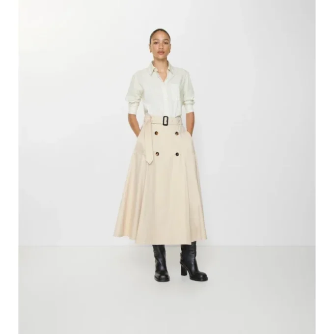 Gonna midi trench in Gabardine