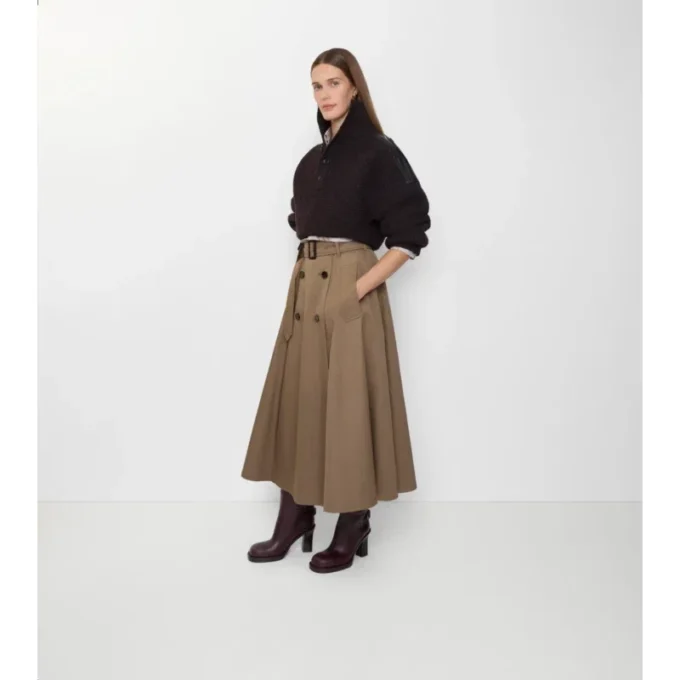 Gonna midi trench in Gabardine