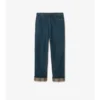 Jeans a gamba dritta con risvolto a quadri