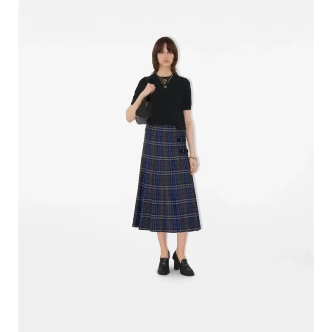 Kilt midi in lana a quadri