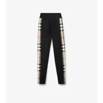 Leggings in jersey elasticizzato con bordi a quadri
