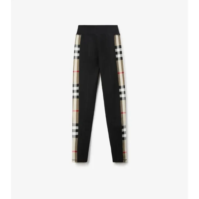 Leggings in jersey elasticizzato con bordi a quadri