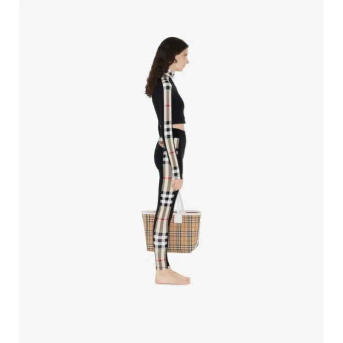 Leggings in jersey elasticizzato con bordi a quadri