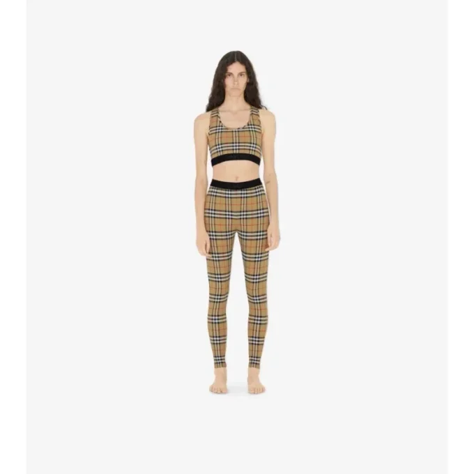 Leggings in jersey elasticizzato con motivo a quadri