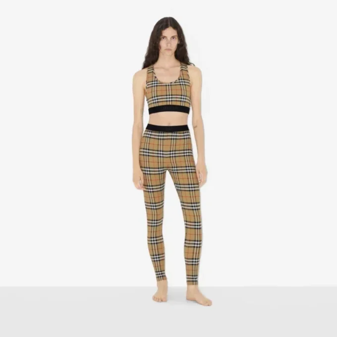 Leggings in jersey elasticizzato con motivo a quadri