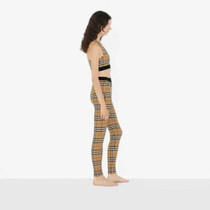Leggings in jersey elasticizzato con motivo a quadri