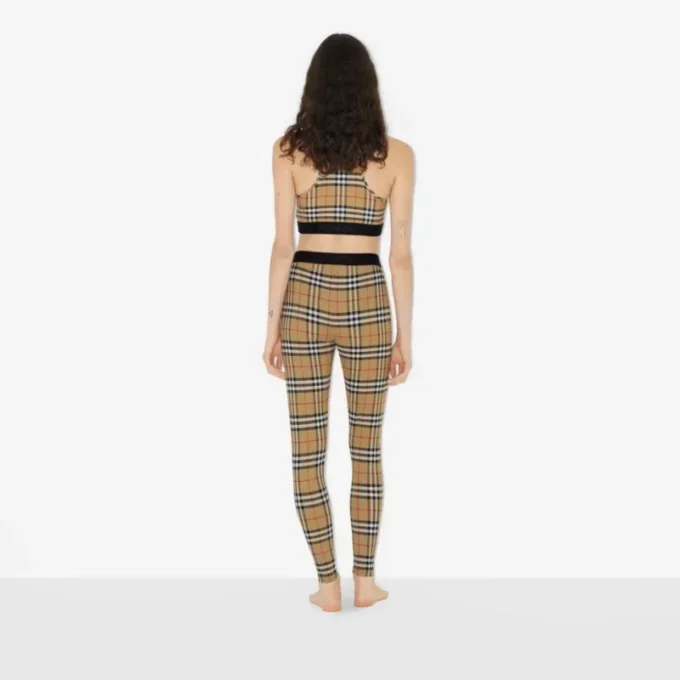 Leggings in jersey elasticizzato con motivo a quadri