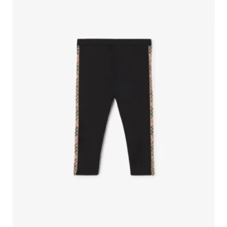 Leggings in nylon con bordi a quadri