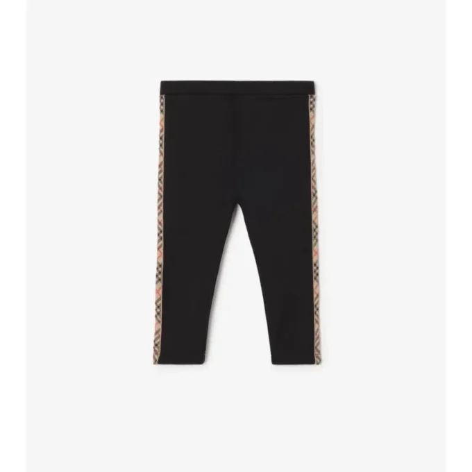 Leggings in nylon con bordi a quadri