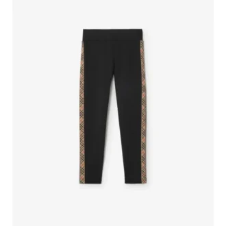 Leggings in nylon con bordi a quadri