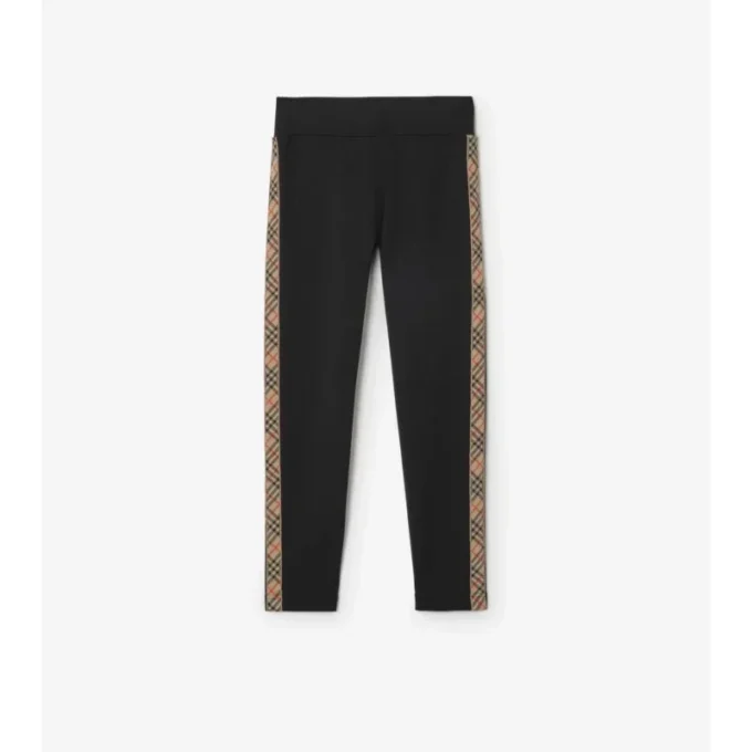Leggings in nylon con bordi a quadri