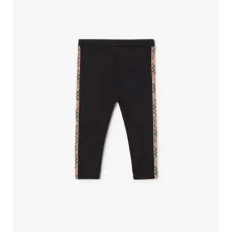 Leggings in nylon con bordi a quadri