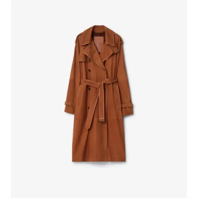 Long Castleford Trench Coat in nabuk