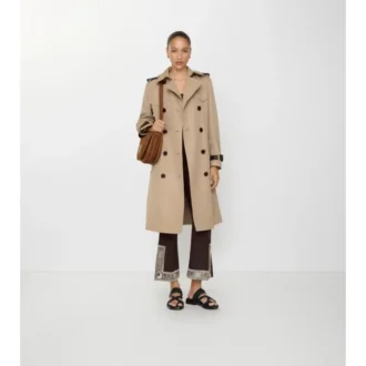 Long Foxfield Trench Coat in misto seta e cotone
