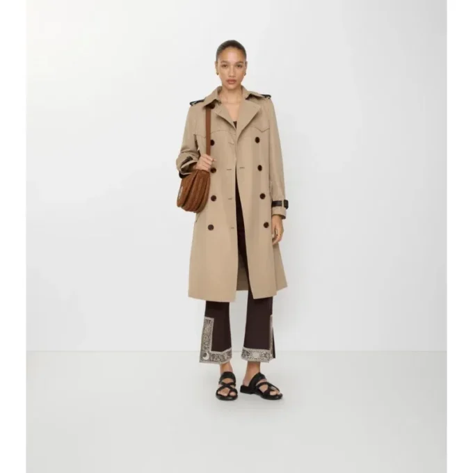 Long Foxfield Trench Coat in misto seta e cotone