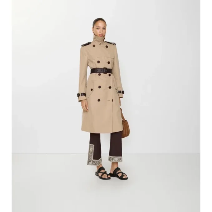 Long Foxfield Trench Coat in misto seta e cotone