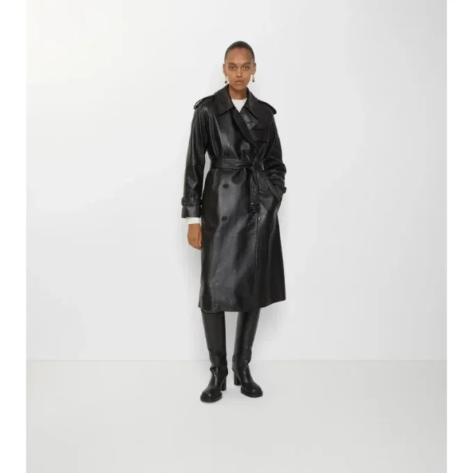 Long Leather Castleford Trench Coat