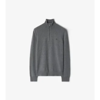 Maglione con mezza zip in misto cashmere
