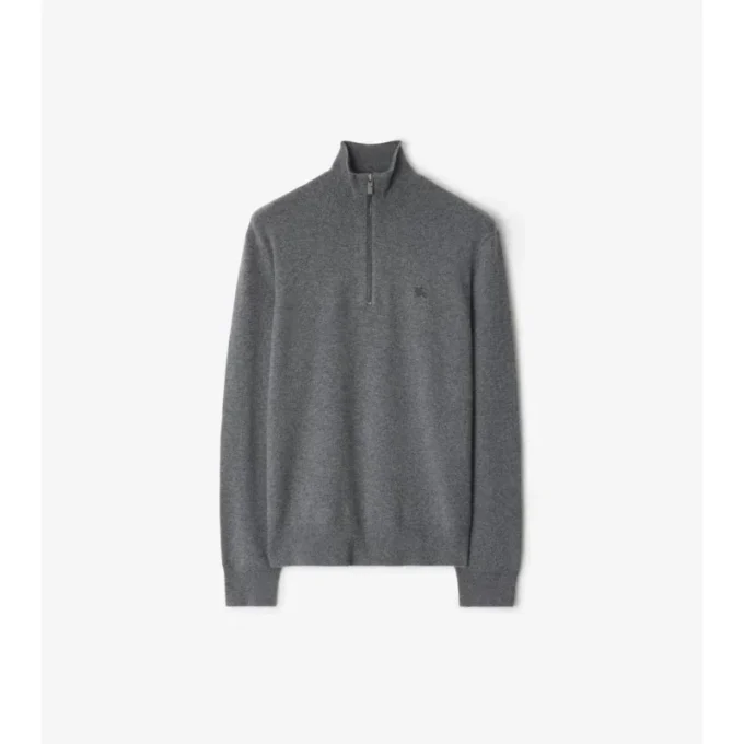 Maglione con mezza zip in misto cashmere