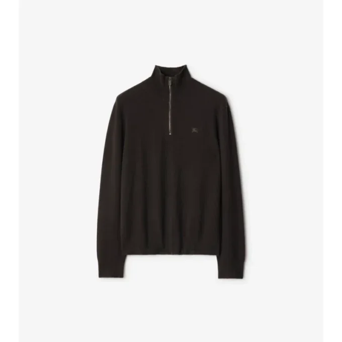 Maglione con mezza zip in misto cashmere