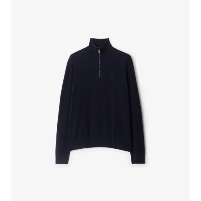 Maglione con mezza zip in misto cashmere