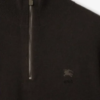 Maglione con mezza zip in misto cashmere