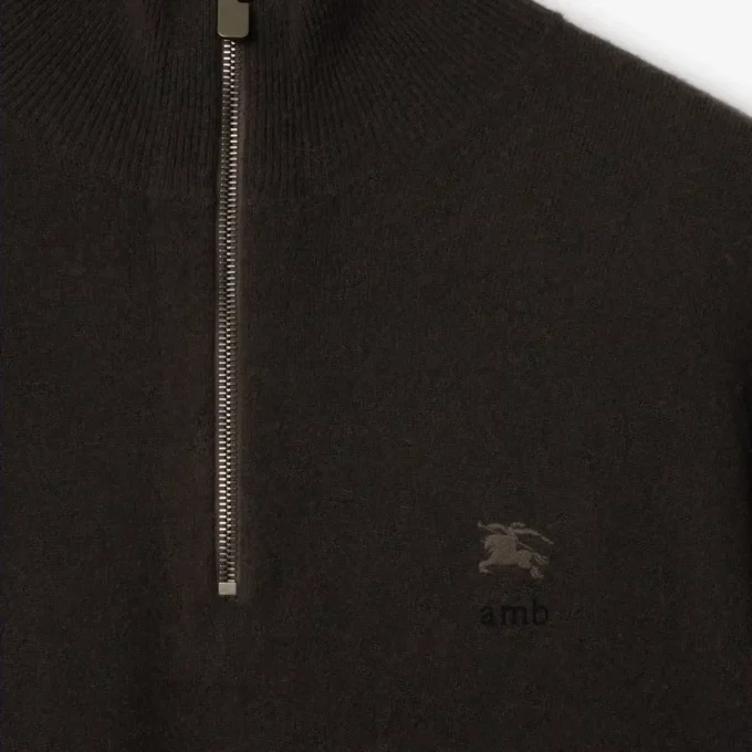 Maglione con mezza zip in misto cashmere